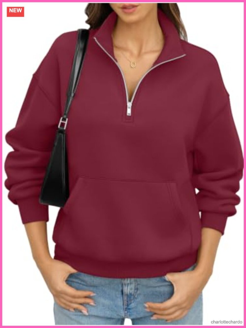 Oversized Quarter Zip Fleece Sweatshirt Kangaroo Pocket Casual Pullover